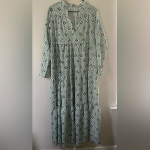 Mint Green Floral Maxi Dress
